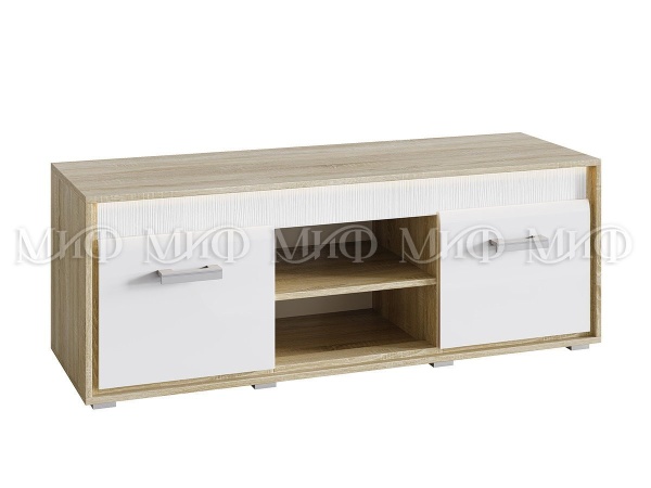 Тумба TV Формула МДФ Сонома/Белый Глянец (Ш-1380 мм x Г-448 мм х В-506 мм)