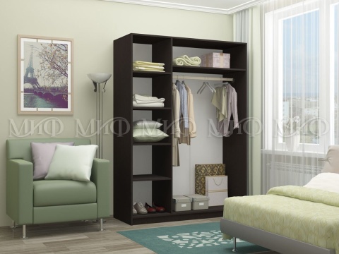 Шкаф Алекс Дуб Беленый/Дуб Венге 1500×2016×520 мм