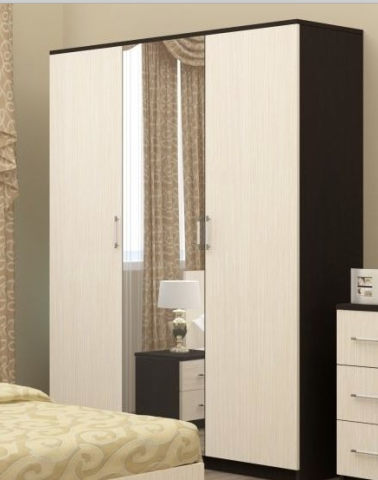 Шкаф Зара 3-х Створчатый ЛДСП ЗШ-03 Венге/Ясень Шимо Светлый (1,5х2,02х0,5)